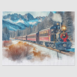 Vintage Wasserfarbe Weihnachtsbahn Schiff Seidenpapier