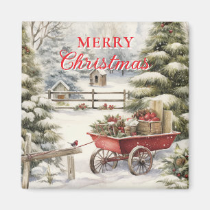 Vintage-Wasserfarbe-Weihnachtsbäume Frohe Weihnach Magnet
