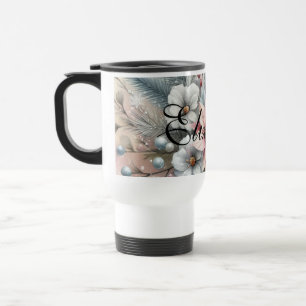 Vintage-Wasserfarbe-Weihnachtsblumen und -ornament Reisebecher