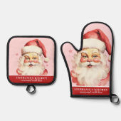Vintage Wasserfarbe Weihnachtsfeiertage Ofenhandschuh & Topflappen-Set (Vorderseite)