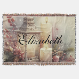 Vintage-Wasserfarbe-Weihnachtslaterne und -Ornamen Decke