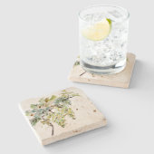 Vintage Wasserfarbe Weintrauben Steinuntersetzer (Seitenansicht)