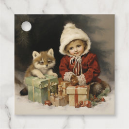 Vintage Wasserfarbe Wildlife Kinderweihnachtsgesch Geschenkanhänger