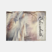Vintage Wasserfarbe Winterlandschaft Fleecedecke (Vorderseite (Horizontal))