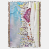 Vintage Wasserfarbe Winterlandschaft mit Rentier Decke (Vorderseite Vertikal)