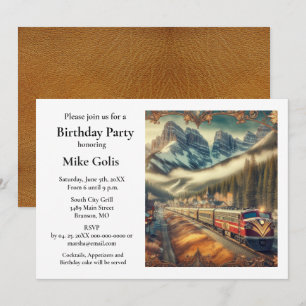 Vintage-Wasserfarbe-Zug-Geburtstagsfeier-Einladung Einladung