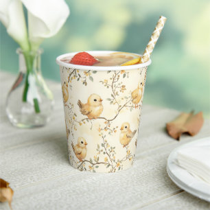 Vintage Wasserfarben Baby-Chips und Blumenfrühling Pappbecher