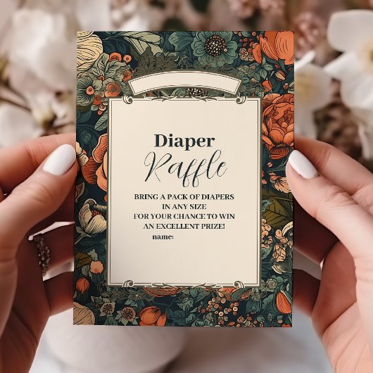 Vintage Wasserfarben-Blume Diapper Raffle Begleitkarte
