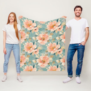 Vintage-Wasserfarben-Blumen-Abstraktmuster Fleecedecke