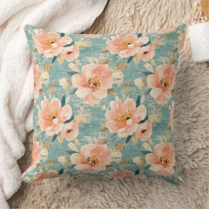 Vintage-Wasserfarben-Blumen-Abstraktmuster Kissen
