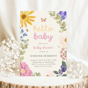 Vintage-Wasserfarben-Blumen-Baby-Shower-Einladung Einladung