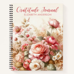 Vintage-Wasserfarben-Blumen-Dankbarkeitstagebuch Notizblock
