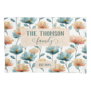 Vintage-Wasserfarben-Blumen-Familien-Erbe Kissenbezug