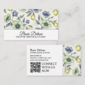 Vintage-Wasserfarben-Blumen Visitenkarte - QR-Code (Vorne/Hinten)
