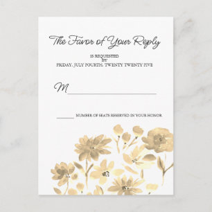 Vintage-Wasserfarben-Blumendesign-RSVP-Postkarte Postkarte