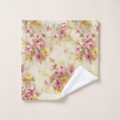 Vintage-Wasserfarben-Blumenmuster Badhandtuch Set (Waschlappen)