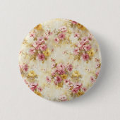 Vintage-Wasserfarben-Blumenmuster Button (Vorderseite)