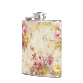 Vintage-Wasserfarben-Blumenmuster Flachmann (Links)