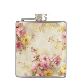 Vintage-Wasserfarben-Blumenmuster Flachmann (Vorderseite)