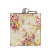 Vintage-Wasserfarben-Blumenmuster Flachmann (Rückseite)