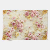 Vintage-Wasserfarben-Blumenmuster Geschirrtuch (Horizontal)