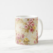 Vintage-Wasserfarben-Blumenmuster Kaffeetasse (VorderseiteRechts)