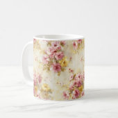 Vintage-Wasserfarben-Blumenmuster Kaffeetasse (Vorderseite Links)