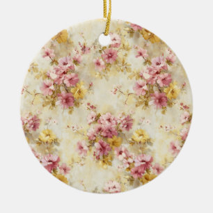 Vintage-Wasserfarben-Blumenmuster Keramik Ornament