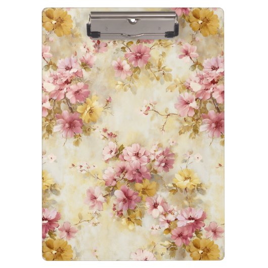 Vintage-Wasserfarben-Blumenmuster Klemmbrett (Vorderseite)
