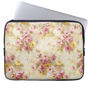 Vintage-Wasserfarben-Blumenmuster Laptopschutzhülle