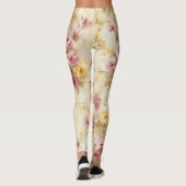 Vintage-Wasserfarben-Blumenmuster Leggings (Rückseite)