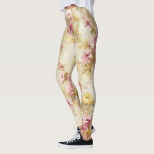 Vintage-Wasserfarben-Blumenmuster Leggings