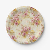Vintage-Wasserfarben-Blumenmuster Pappteller (Vorderseite)