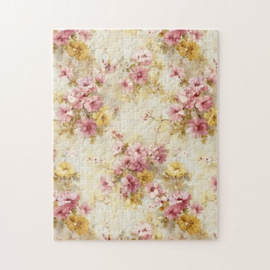 Vintage-Wasserfarben-Blumenmuster Puzzle (Vertikal)