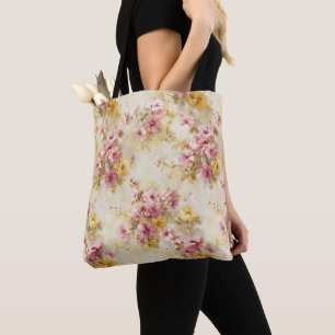Vintage-Wasserfarben-Blumenmuster Tasche
