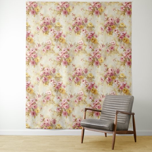 Vintage-Wasserfarben-Blumenmuster Wandteppich (Beispiel)