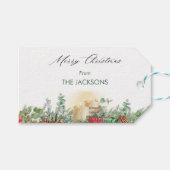 Vintage Wasserfarben Candle & Greenery Weihnachten Geschenkanhänger (Vorderseite (Horizontal))