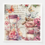 Vintage-Wasserfarben-Collage Serviette (Vorderseite)