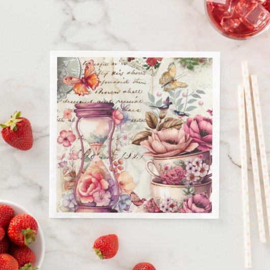 Vintage-Wasserfarben-Collage Serviette (Beispiel)