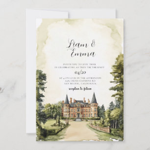 Vintage-Wasserfarben-Hochzeit im englischen Herren Einladung