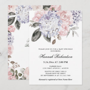 Vintage Wasserfarben-Hydrangeas   Baby Sprinkle Einladung