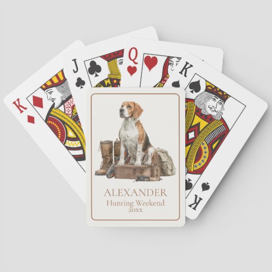 Vintage-Wasserfarben-Jagdhund-Hund Spielkarten (Rückseite)