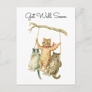 Vintage-Wasserfarben-Katzen auf einer Schaukel Gut Postkarte