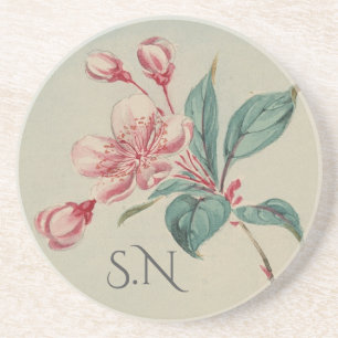 Vintage-Wasserfarben-Monogramm in Blütenform Getränkeuntersetzer