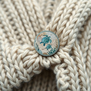 Vintage-Wasserfarben-Schildkröten Button