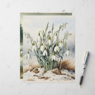Vintage Wasserfarben-Snowdrops-Scrapbook-Papier