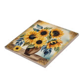 Vintage Wasserfarben-Sonnenblume Fliese (Seite)