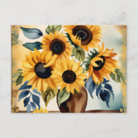 Vintage Wasserfarben-Sonnenblume