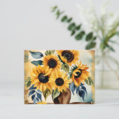Vintage Wasserfarben-Sonnenblume Postkarte (Stehend Vorderseite)