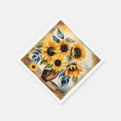 Vintage Wasserfarben-Sonnenblume Serviette (Ecke)